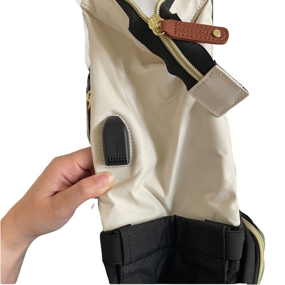 Beige Black Laptop Backpack - Picture 5 of 5